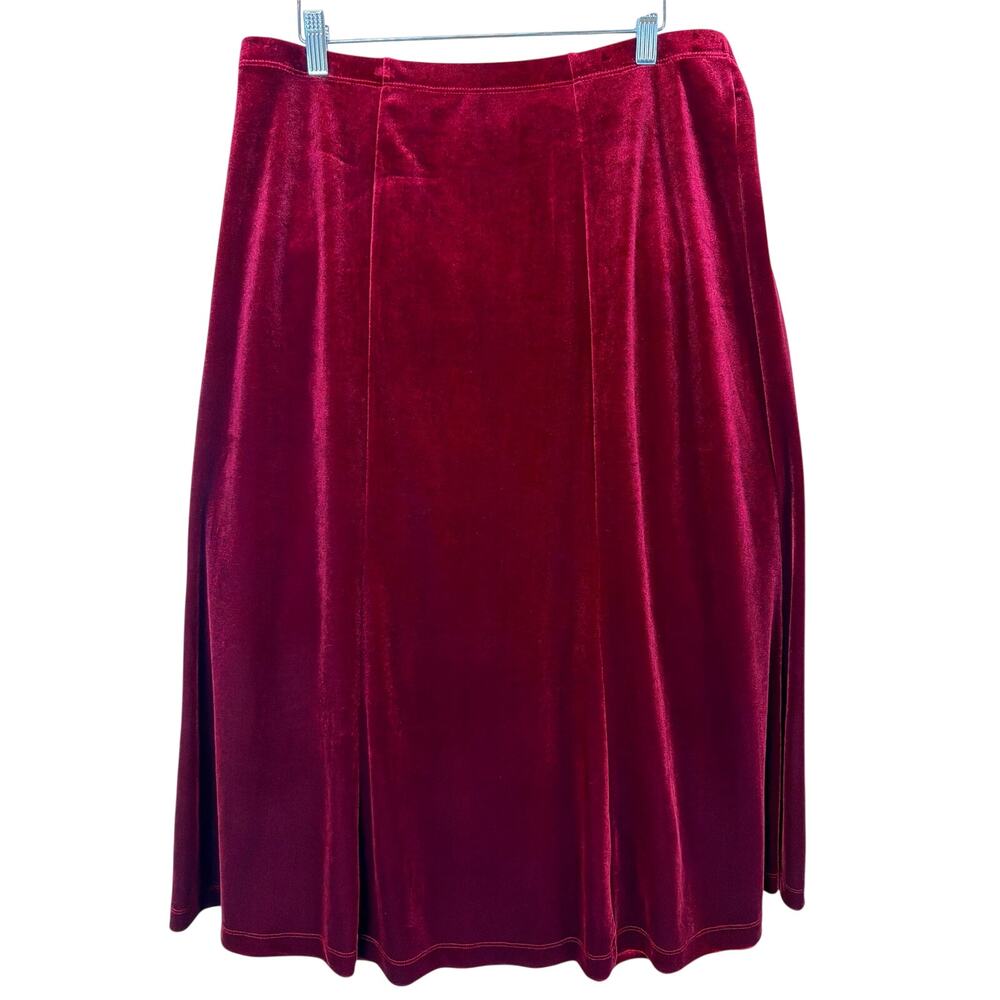 White Stag Burgundy Red Velvet A-Line Midi Skirt Size LARGE